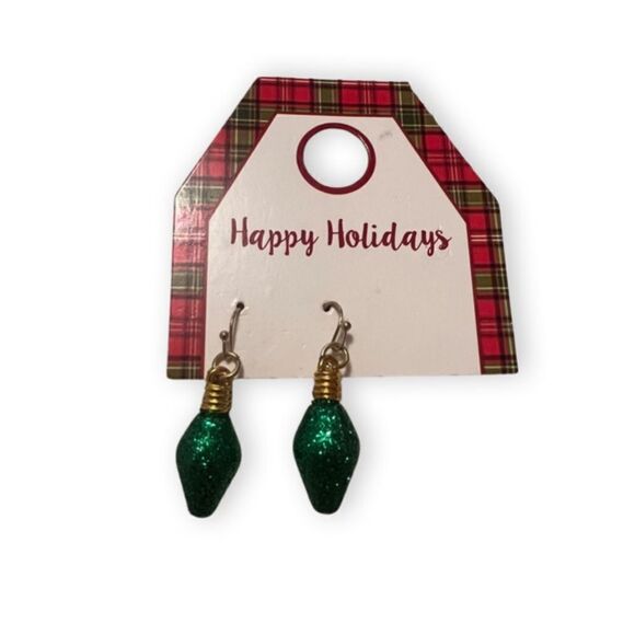 🤯5/$20🤯 NWT Green Christmas Light Dangle Earrings - Picture 1 of 1